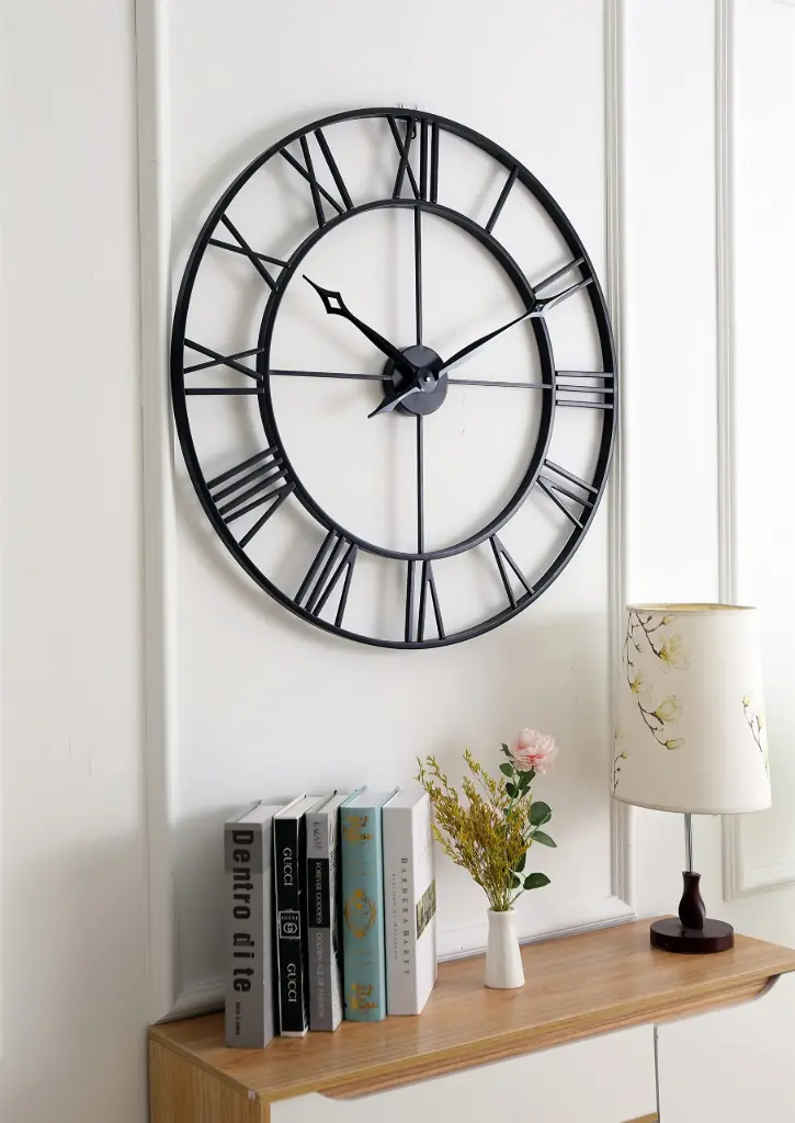 Modern Wall Clock – Silent Quartz Movement, Decorative Metal/Wood Design