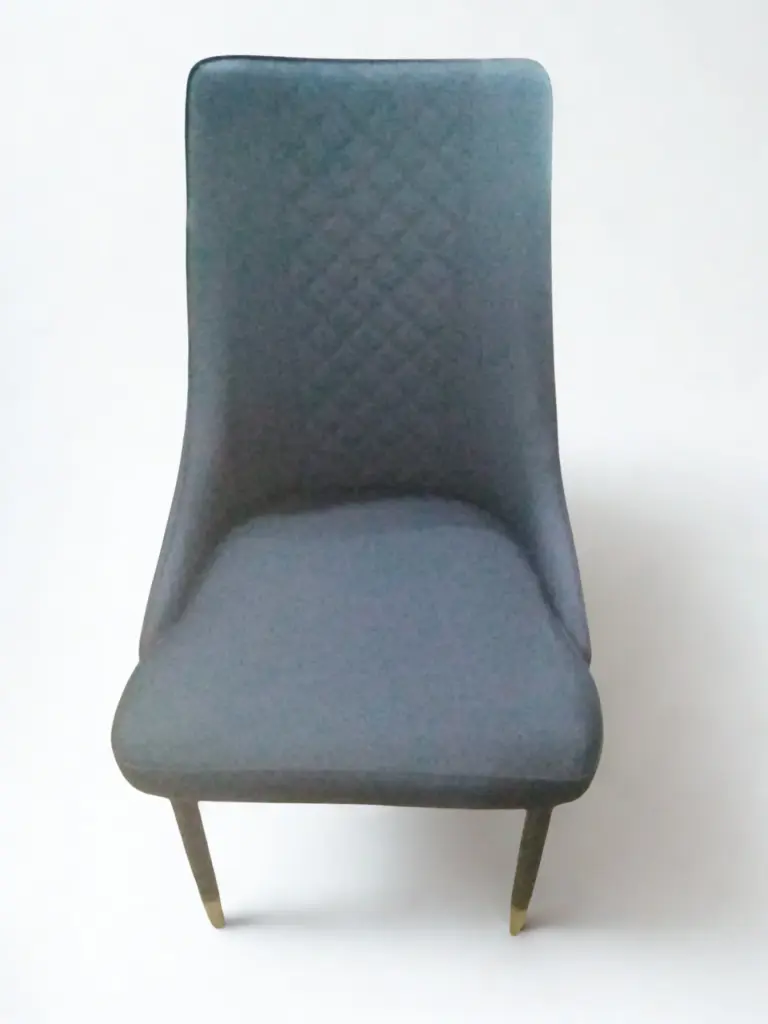 C140 Dining Chair – Black Velvet Upholstery, Iron Legs with Gold Shoe Tips