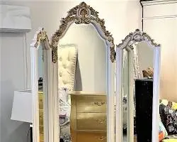 [N/A] Standing Mirror Gold & White